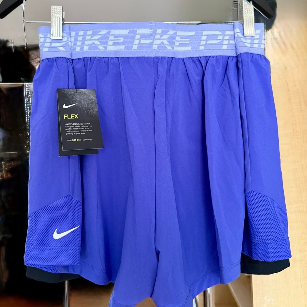 Nike Pro Dri-FIT Shorts- Vibrant Purple-Blue with black lining. NWT